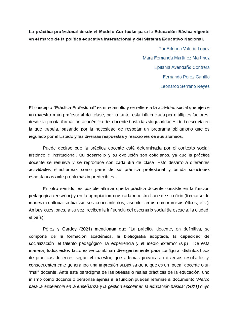 Práctica Docente en Educación Básica | PDF | Enseñando | Maestros