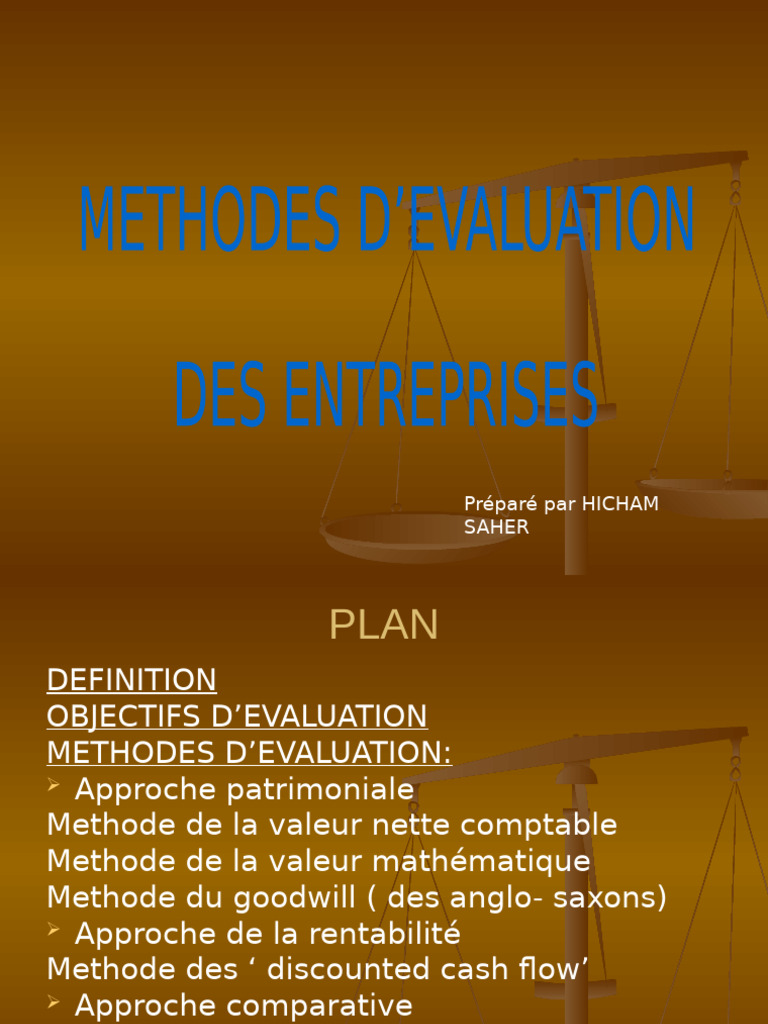 Méthodes d'évaluation d'entreprise détaillées | PDF | Capitaux propres ...