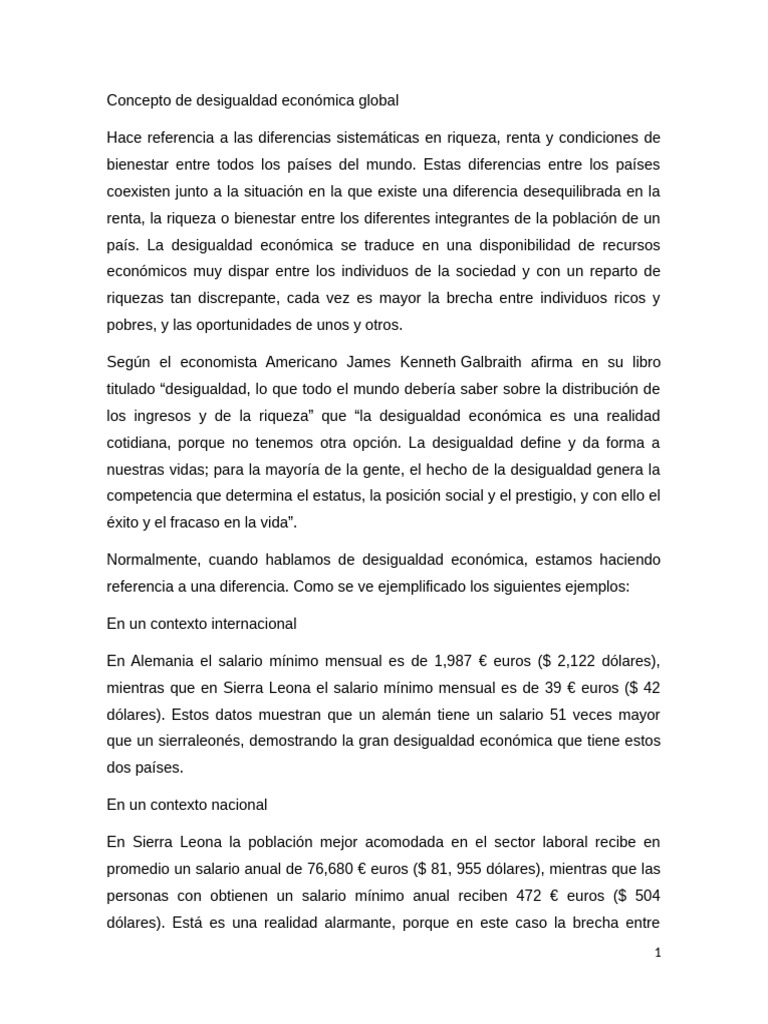 Concepto de Desigualdad Económica | PDF | Desigualdad social ...