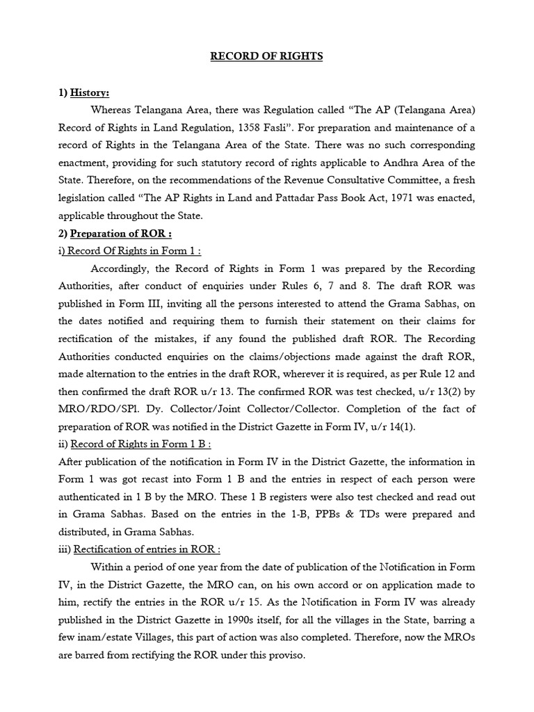 Notes on ROR - Subsequent Amendments, Rules and Procedures | PDF | Deed ...