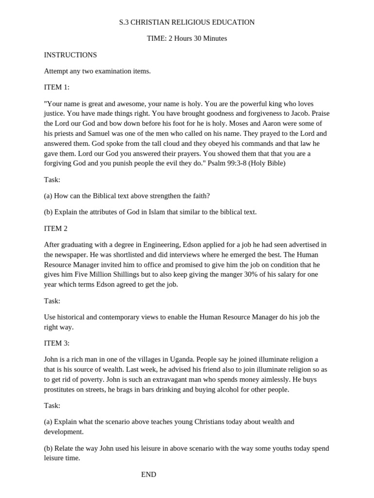 s.3 Christian Religious Education | PDF