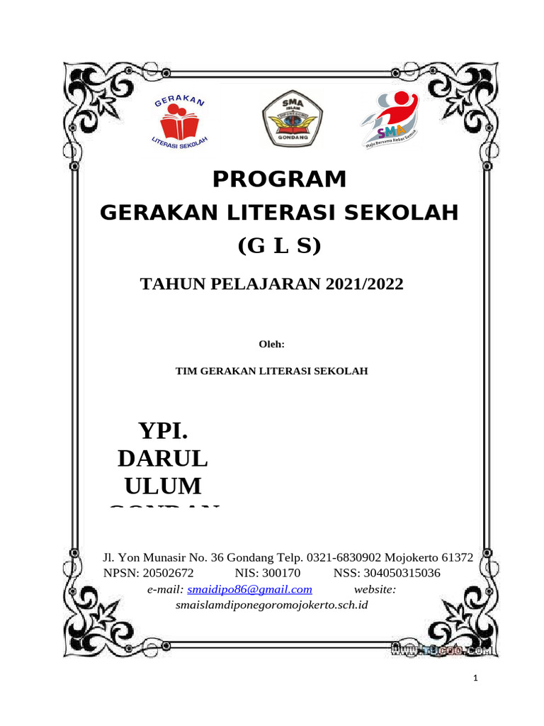 Program Gerakan Literasi Sekolah 2021/2022 | PDF