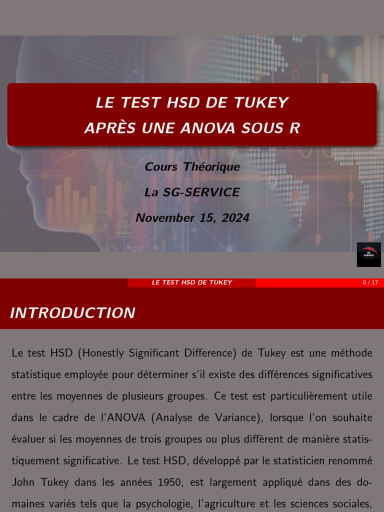 Test HSD de Tukey après ANOVA | PDF | Analyse de la variance | Statistiques