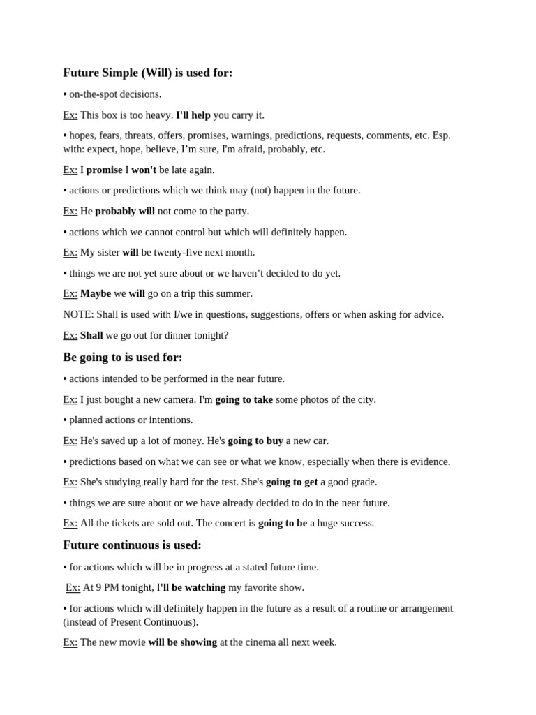 Understanding Future Tenses in English | PDF