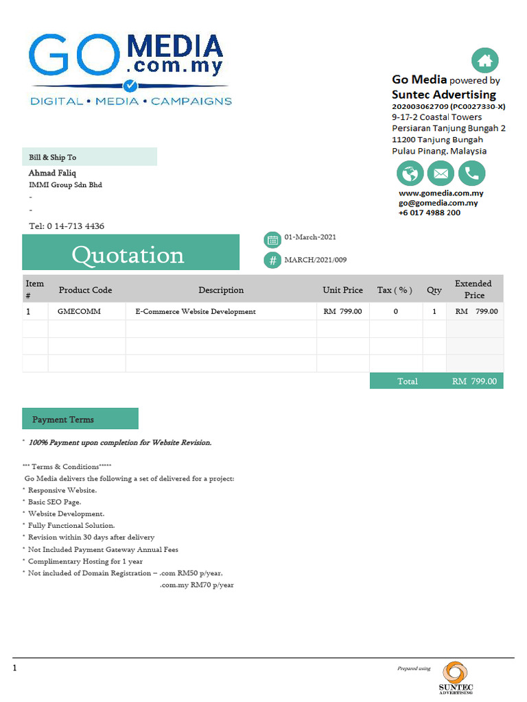 E-Commerce Website Development Quotation | PDF | Services (Economics ...