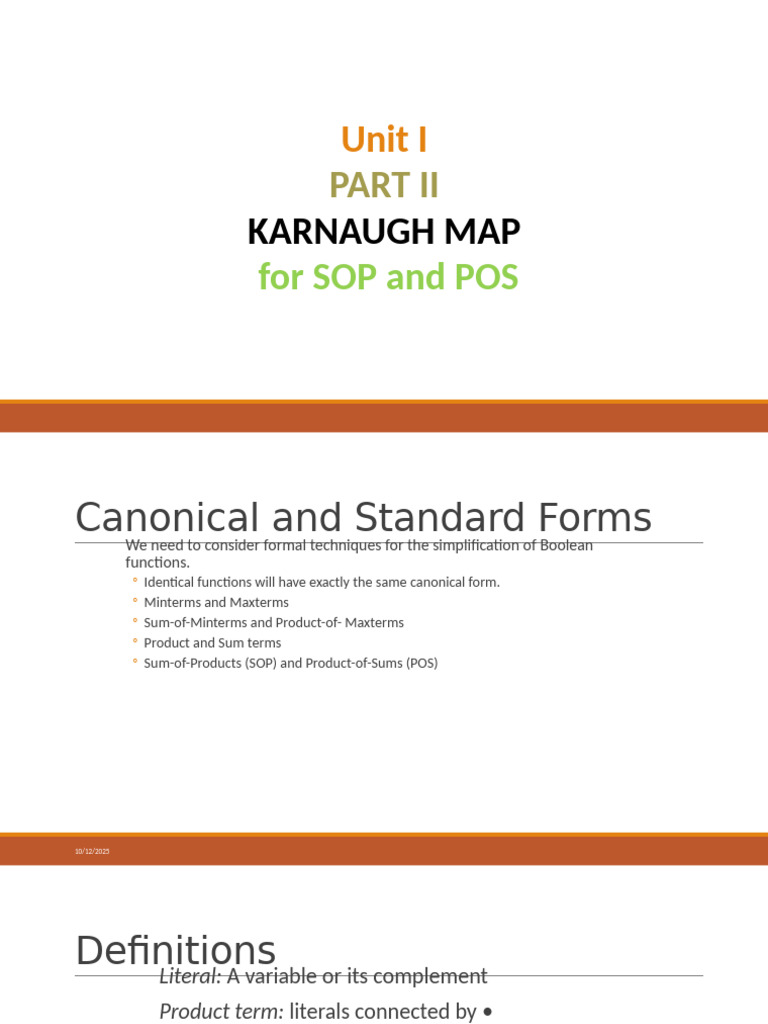 Unit i Part II Sop Pos and k Map | PDF | Boolean Algebra | Teaching ...