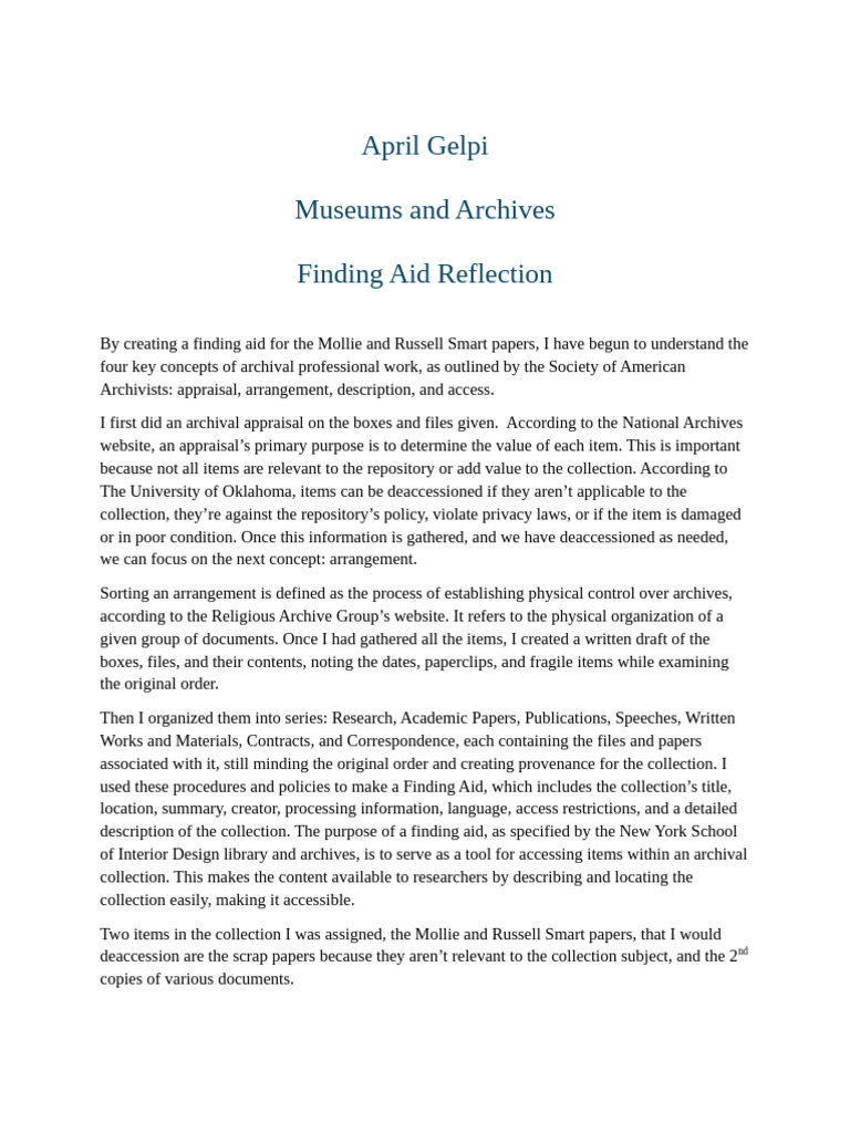 Reflection Paper Museums and Archives | PDF | Museology | Library Science