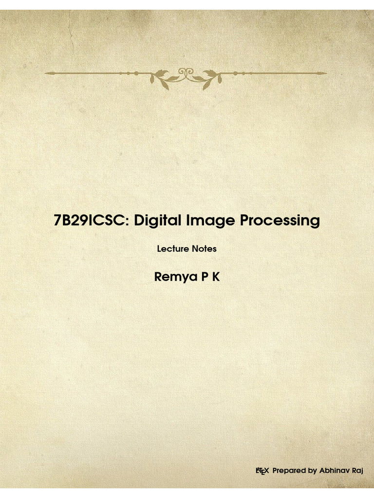 7b29icsc Dip Notes | PDF | Computer Vision | Data Compression