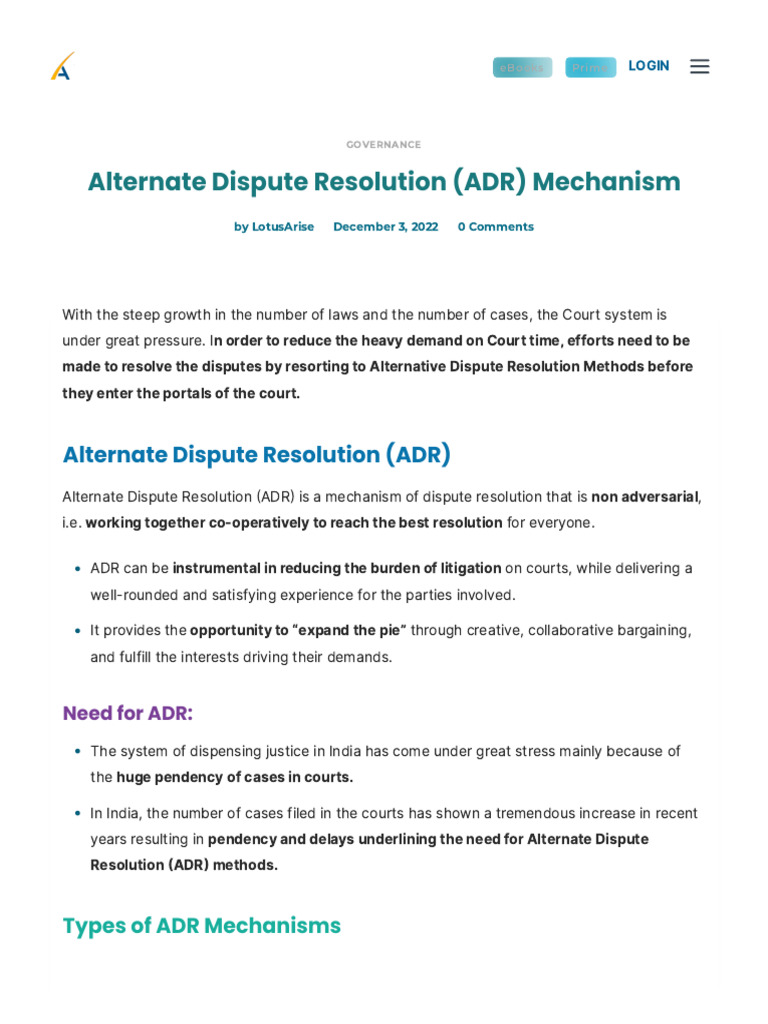 Understanding Alternate Dispute Resolution | PDF | Alternative Dispute ...
