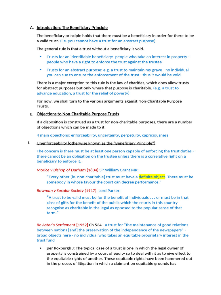 4 Human Beneficiary Principle | PDF | English Trust Law | Will And ...