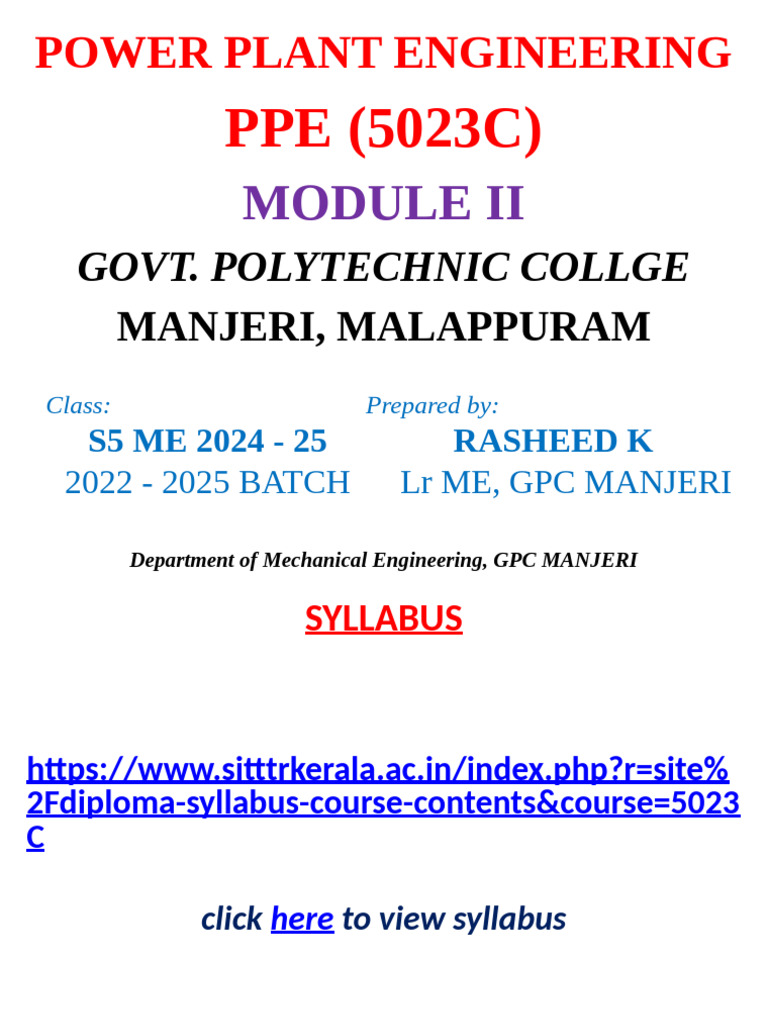 m2 - Ppe (5023c) - Module-II - Rasheed K @GPCM | PDF | Power Station ...