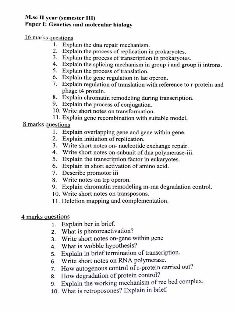 Genetics and Molecular Biology Exam Guide | PDF | Molecular Cloning | Gene
