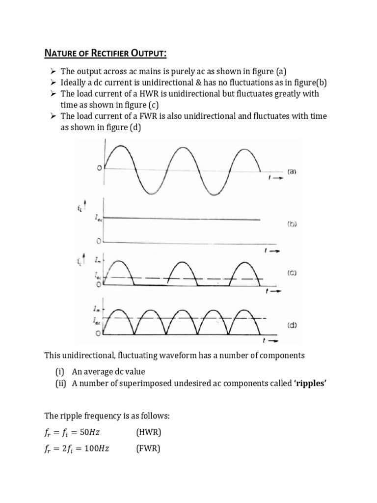 Rectifier Output Analysis: HWR vs FWR | PDF | Rectifier | Electronics