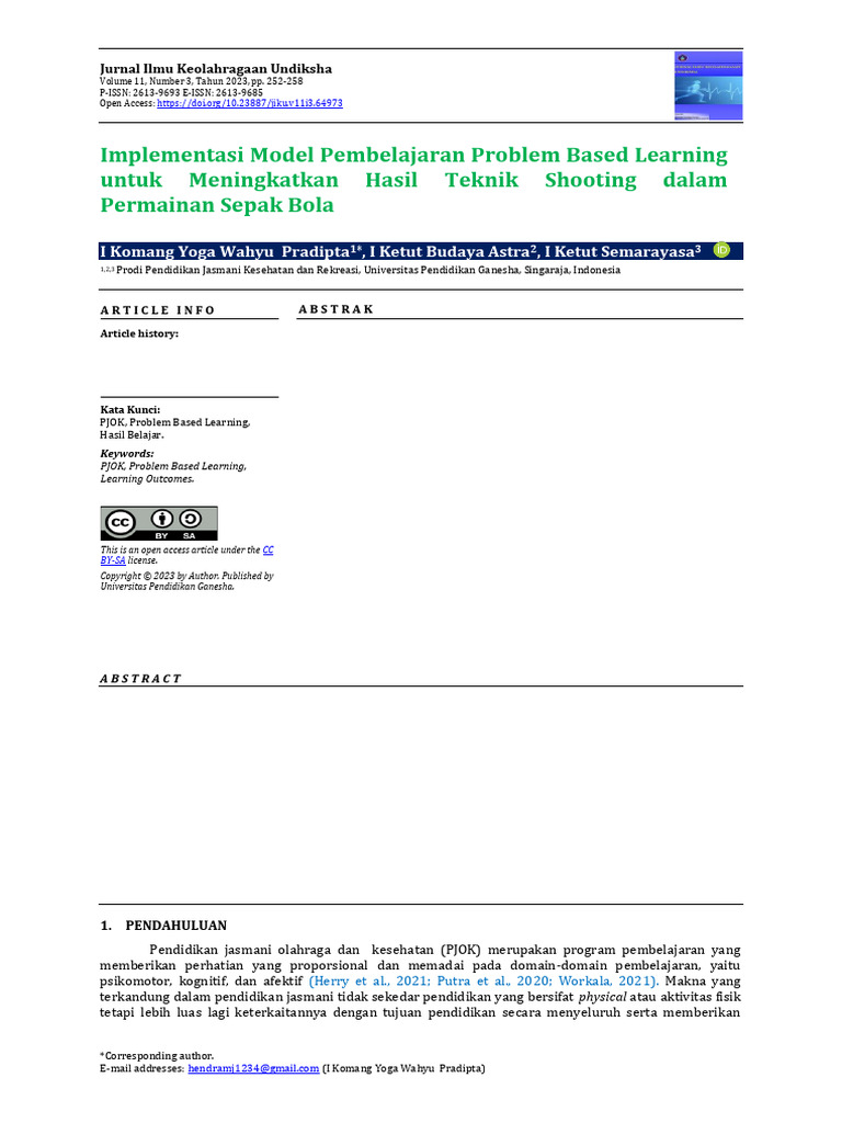 Implementasi Model Pembelajaran Problem Based Learning Untuk ...
