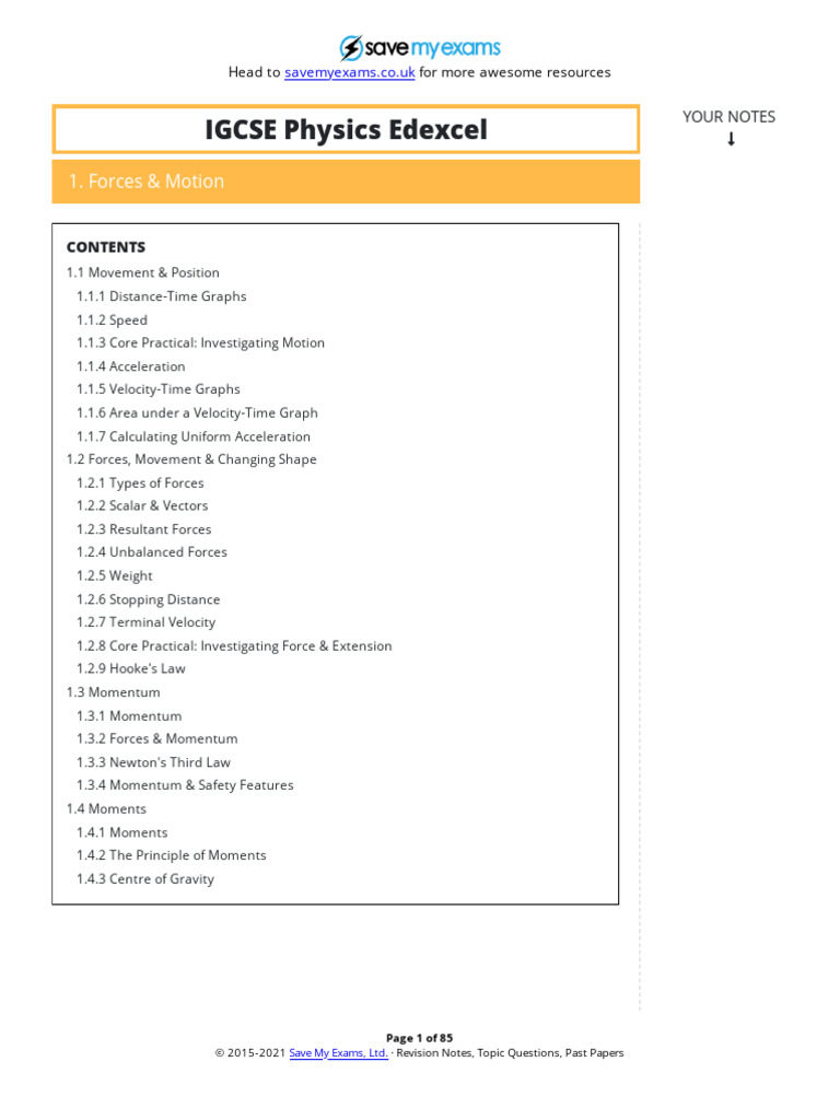 IGCSE Physics: Forces & Motion Guide | PDF | Force | Acceleration