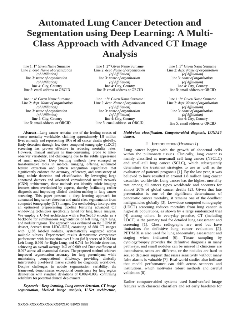 Deep Learning for Lung Cancer Detection | PDF | Image Segmentation | Ct ...