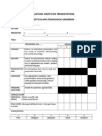 Evaluation Sheet For Presentation