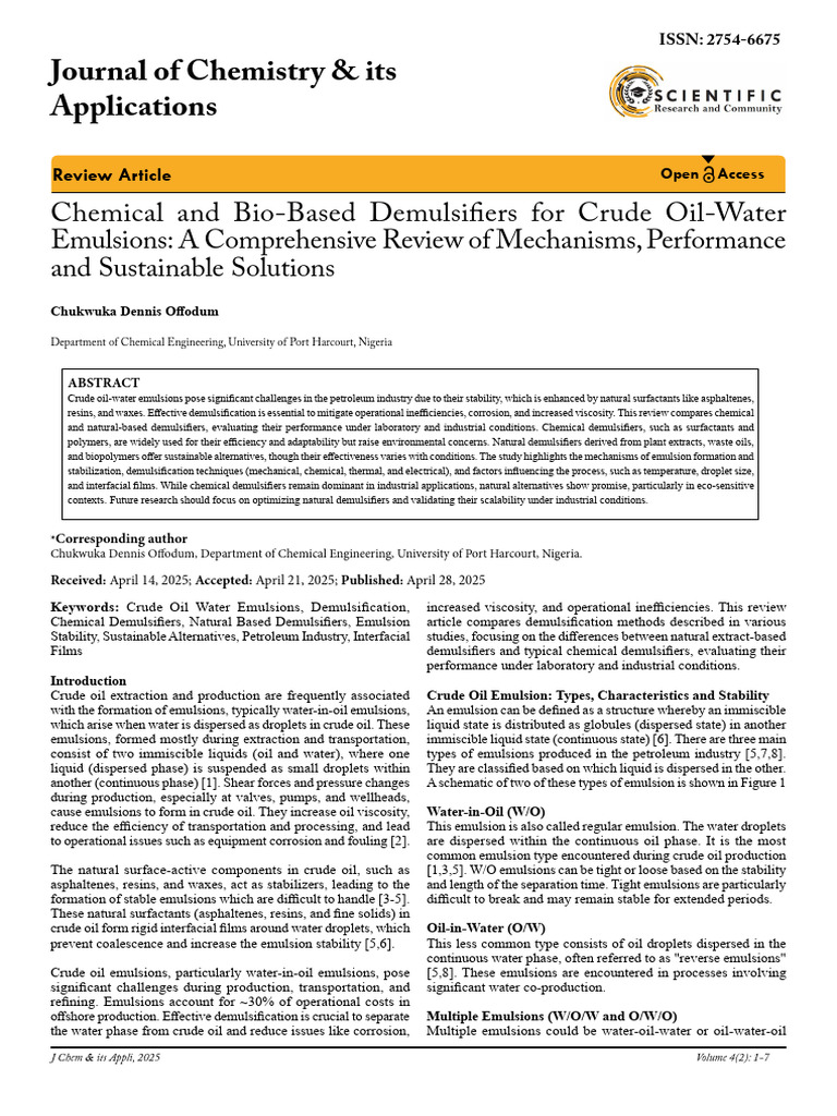 Demulsifiers for Crude Oil Emulsions Review | PDF | Emulsion | Surfactant