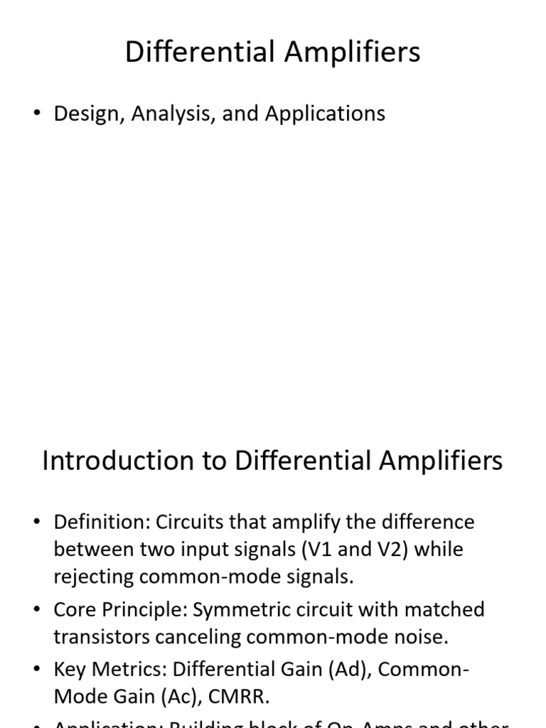 Differential Amplifiers: Design & Applications | PDF | Amplifier ...