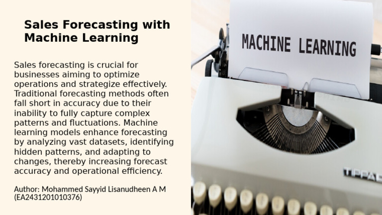 Machine Learning for Sales Forecasting | PDF