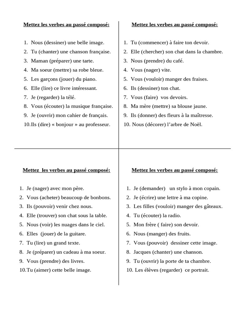 Exercices de passé composé en français | PDF