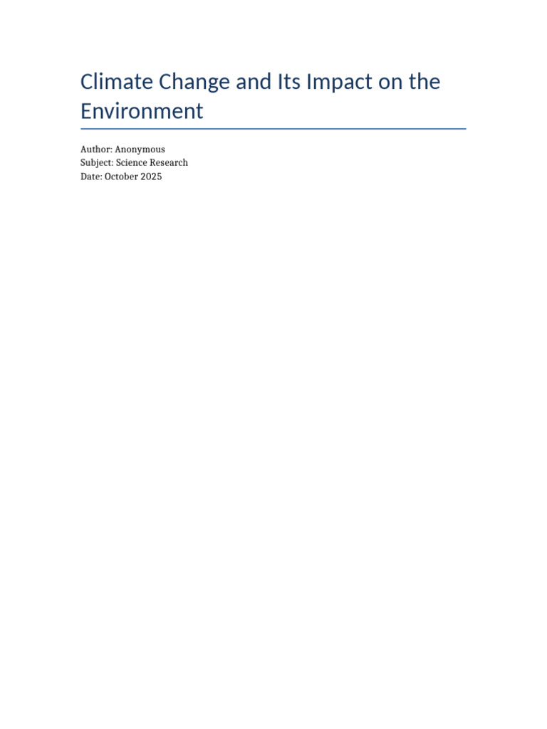 Climate Change Research Paper Anonymous | PDF | Climate Change ...