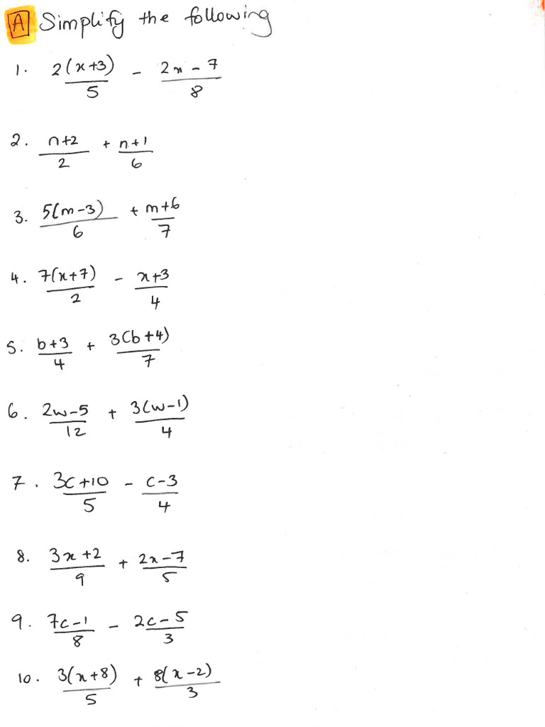 Algebra Miscellaneous Questions | PDF