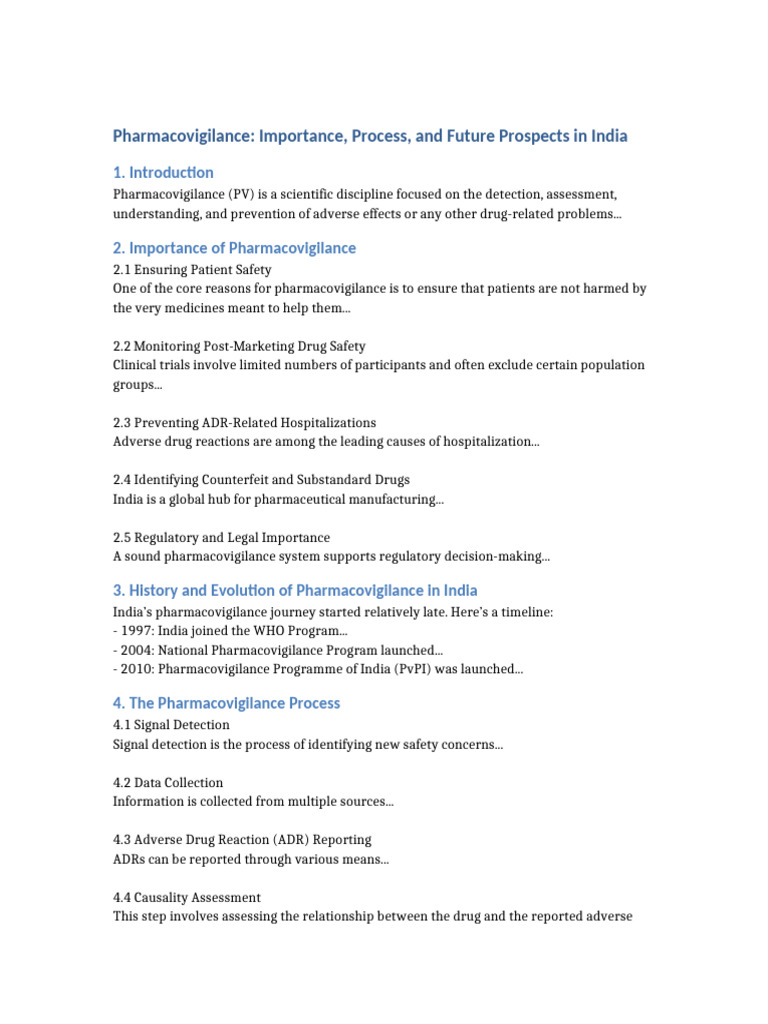 Pharmacovigilance in India: Key Insights | PDF | Pharmacovigilance ...