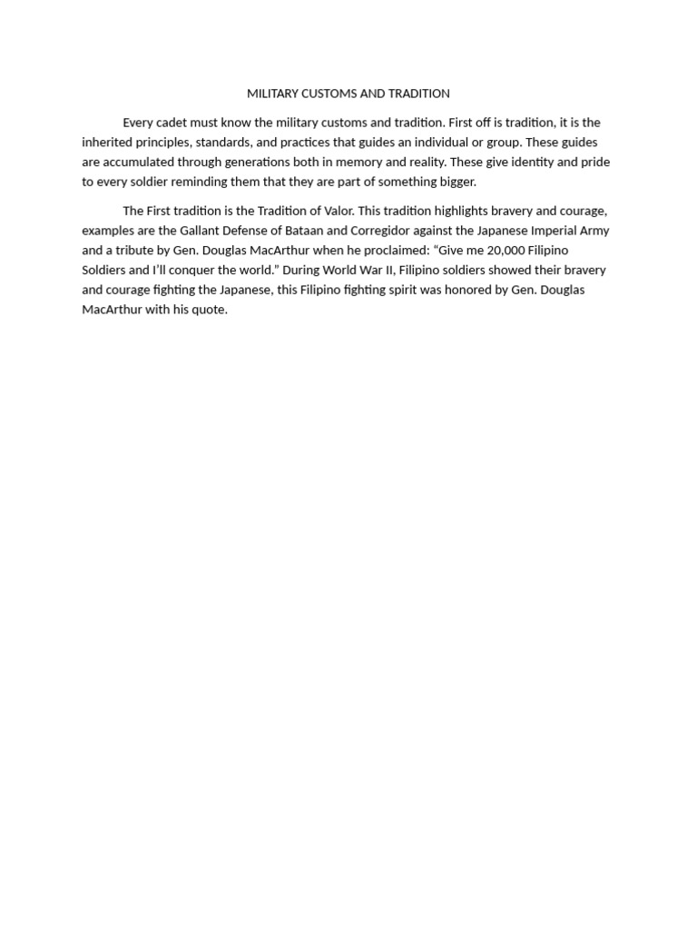 Military Customs and Tradition - Reflection | PDF