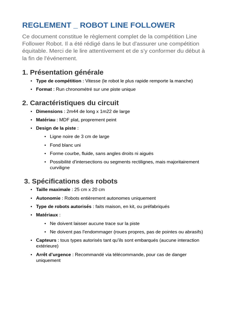 Reglement _ Robot Line Follower | PDF