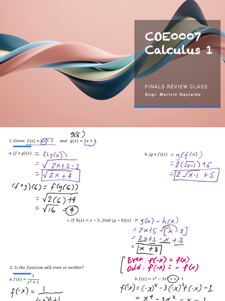 Calculus 1 Final Review Guide | PDF