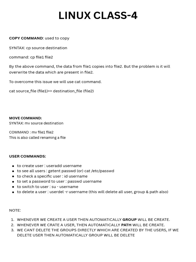 Linux User and File Management Commands | PDF
