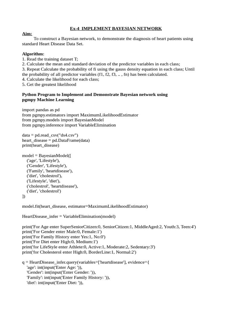 Heart Disease Diagnosis with pgmpy | PDF | Bayesian Network | Cholesterol