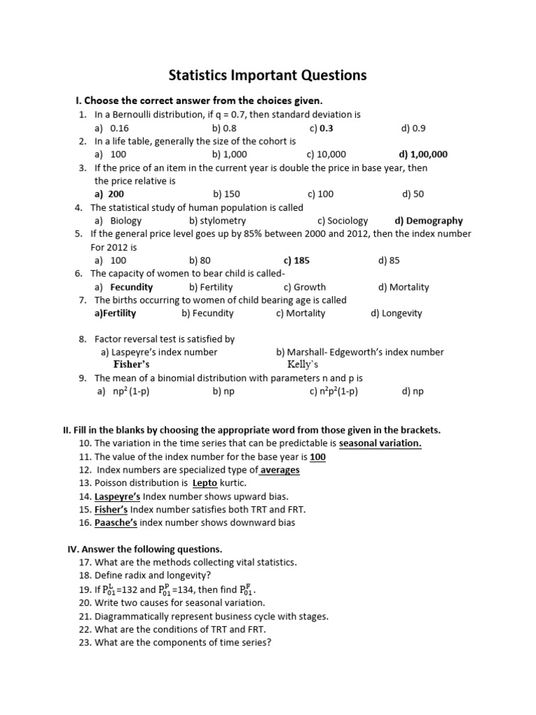 Essential Statistics Practice Questions | PDF | Moving Average | Price ...