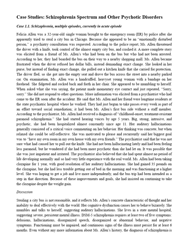 Schizophrenia Case Studies Overview | PDF | Schizophrenia | Psychosis