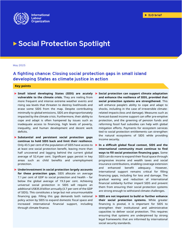 Climate Justice: Social Protection in SIDS | PDF | Social Protection ...