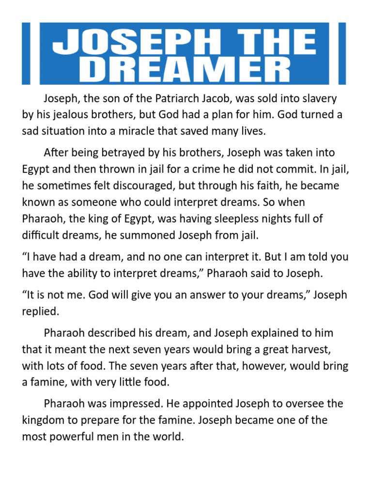 Joseph's Journey: From Slavery to Salvation | PDF