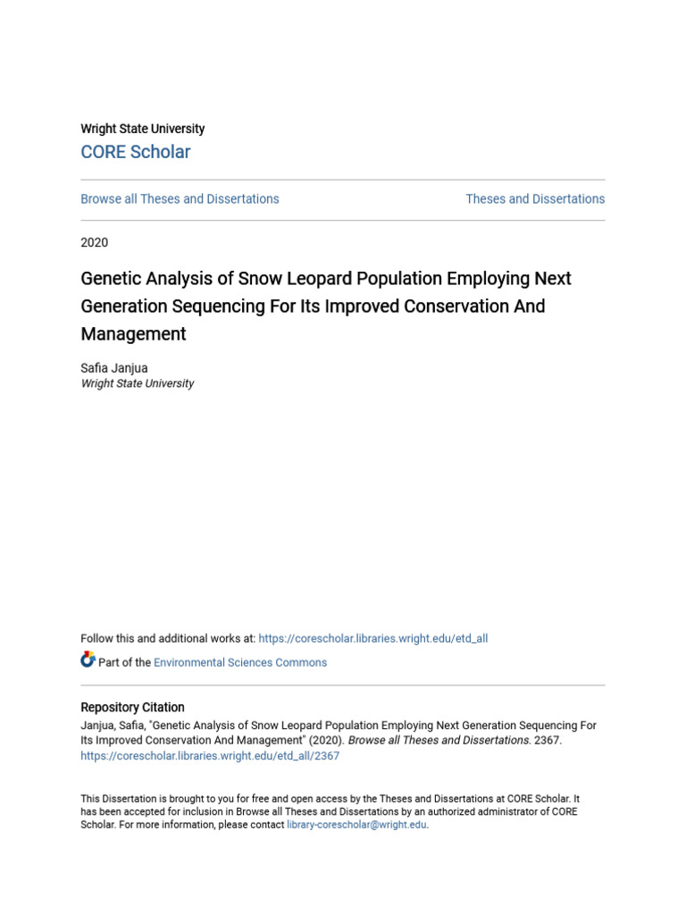 Genetic Analysis of Snow Leopard Population Employing Next Genera | PDF ...