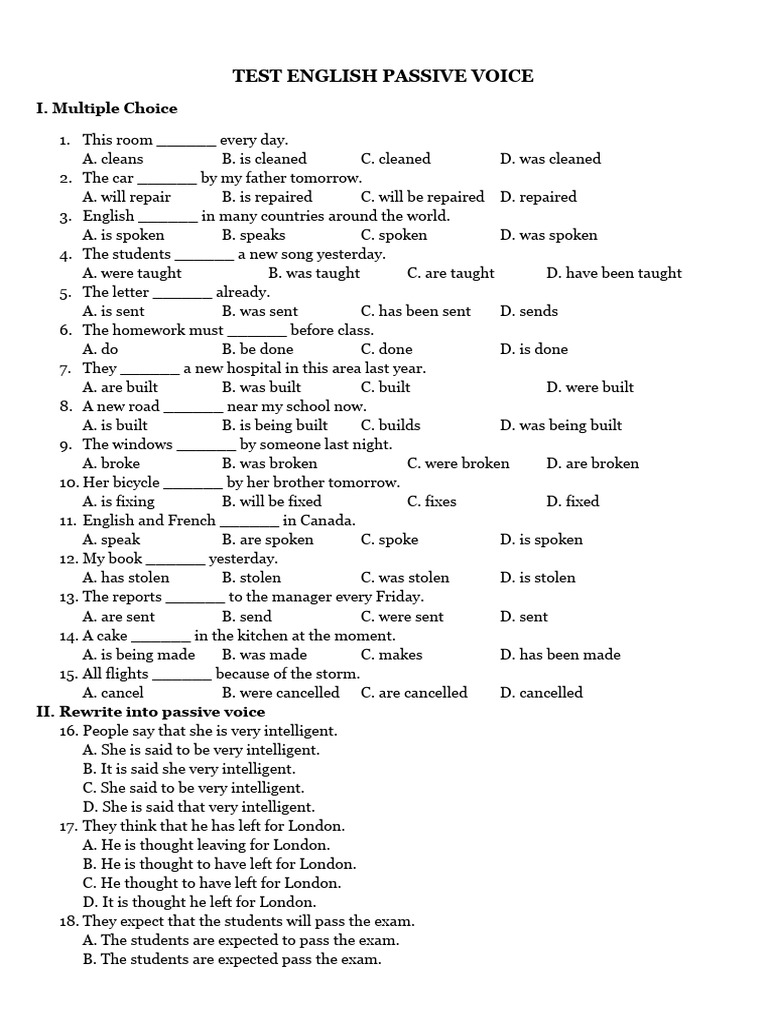 English Passive Voice Test Questions | PDF | Chess Openings | Chess