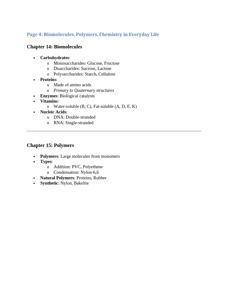 Biomolecules and Polymers Overview | PDF