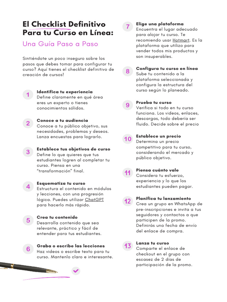 Checklist para Crear Tu Curso Online | PDF