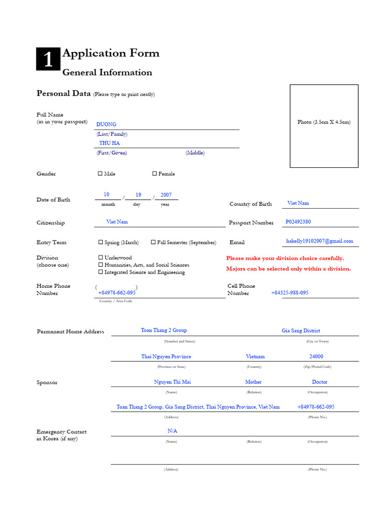 Sample Application Form - 1108063 | PDF | Leadership | Sat