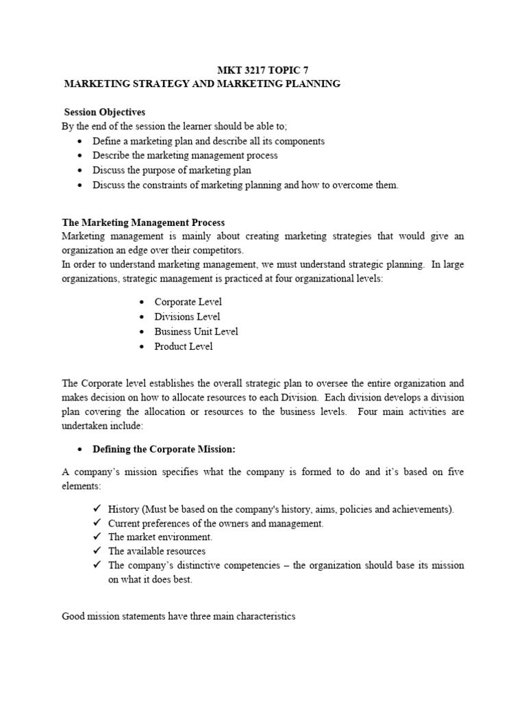 7. Strategic Marketing Planning | PDF | Marketing | Marketing Strategy