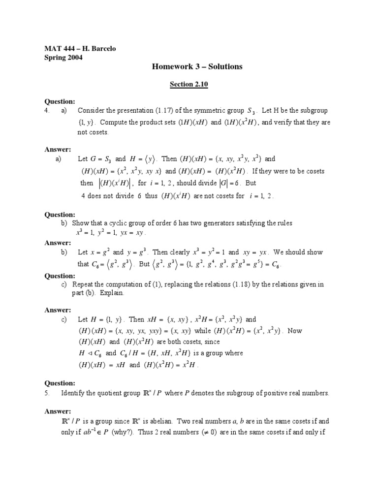 Solhwk3 1 Group Mathematics Functions And Mappings