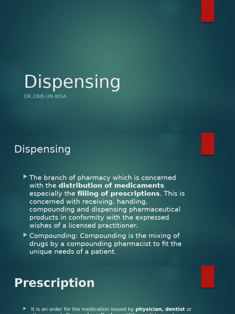 PHMD306 Dispensing Pharmacy 170581 | PDF | Medical Prescription | Pharmacy