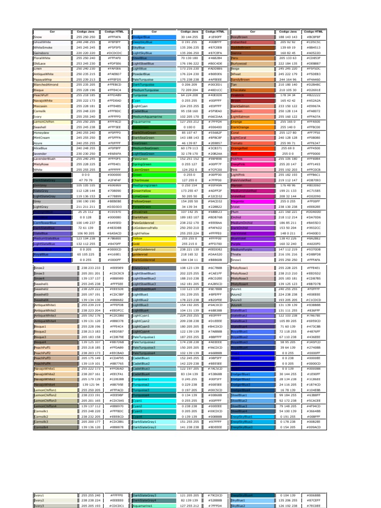 Tableta de Colores Java-HTML | PDF | Color | Chess