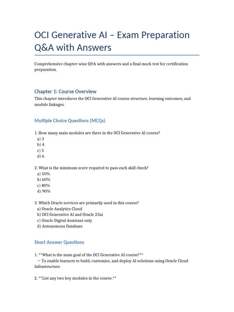 OCI Generative AI Exam Prep Guide | PDF | Information Technology | Learning