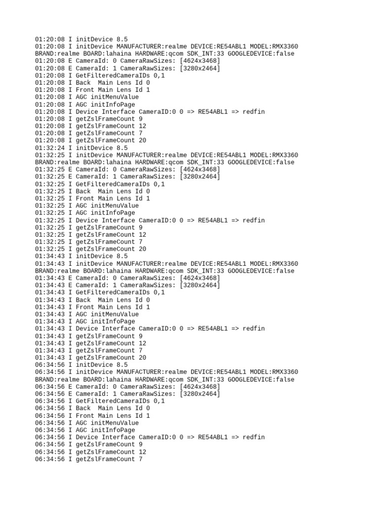 Realme RMX3360 Camera Initialization Logs | PDF | Software | Mobile Phones