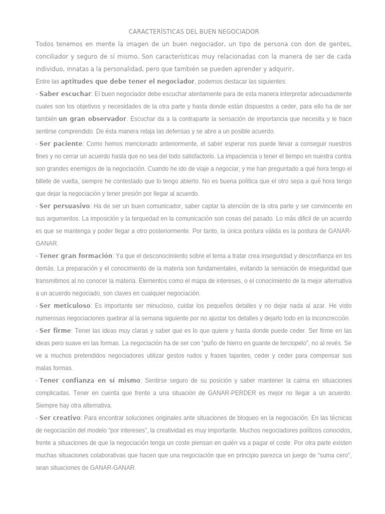 Claves para ser un buen negociador | PDF