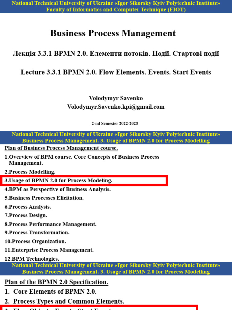BPMN 2.0 Flow Elements and Events | PDF